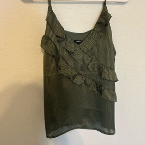 Express Olive Ruffled Camisole